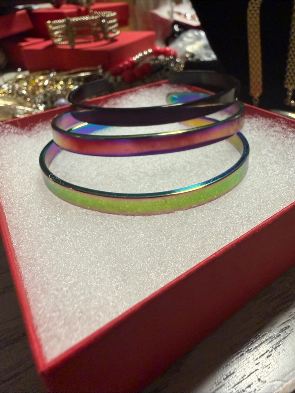 Iridescent Multi-Color Bangle Set for Women